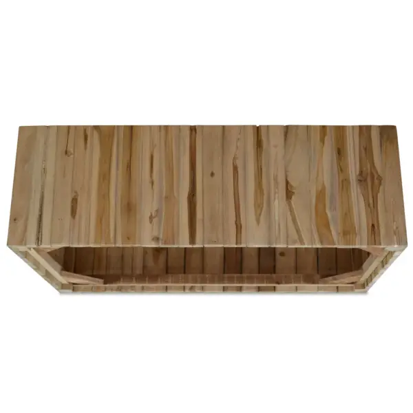 Käsitsi valmistatud tiigipuust kohvilaud palklõigete disainiga, 90 x 50 x 30 cm - 6