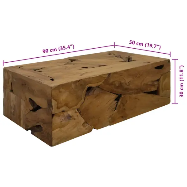 Tiigipuidust kohvilaud, pruun, 90 x 50 x 30 cm – 7
