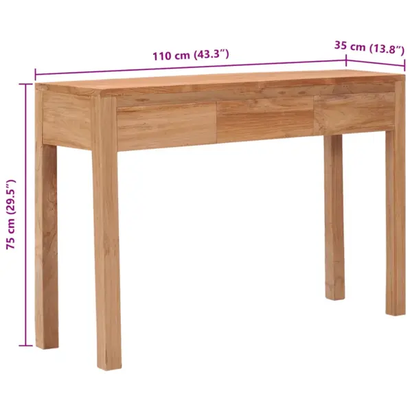 Koloniaalstiilis tiigipuust konsoollaud 3 sahtliga, 110 x 35 x 75 cm – 8