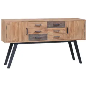 Koloniaalstiilis tiigipuust kummut 6 sahtli ja 2 uksega, pruun, 110 x 30 x 75 cm