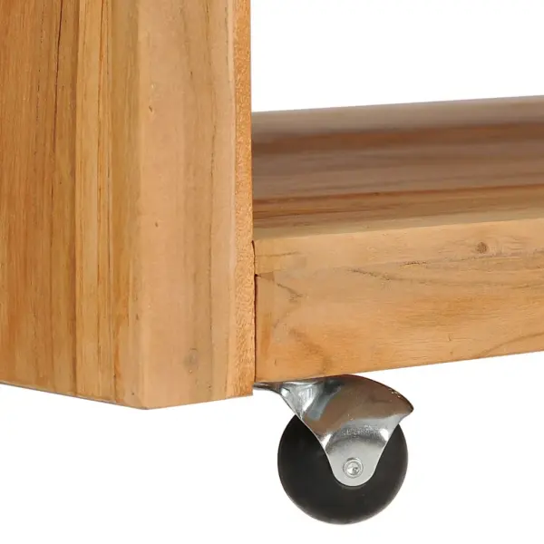 Ratastega tiigipuust kohvilaud riiuliga, 110 x 60 x 40 cm – 6
