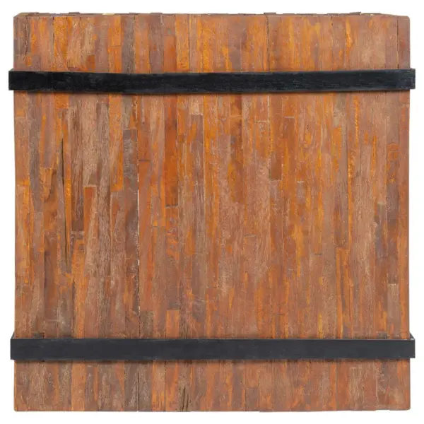Ratastel tiigipuust lisalaud, industriaalstiilis, 60 x 60 x 38 cm – 4