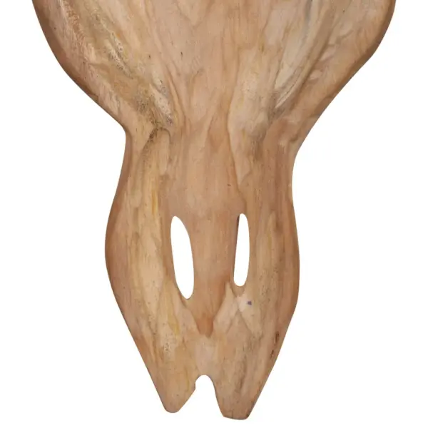 Seinale kinnitatav tiigipuust härjakolju skulptuur, pruun, 69 x 6 x 60 cm – 8