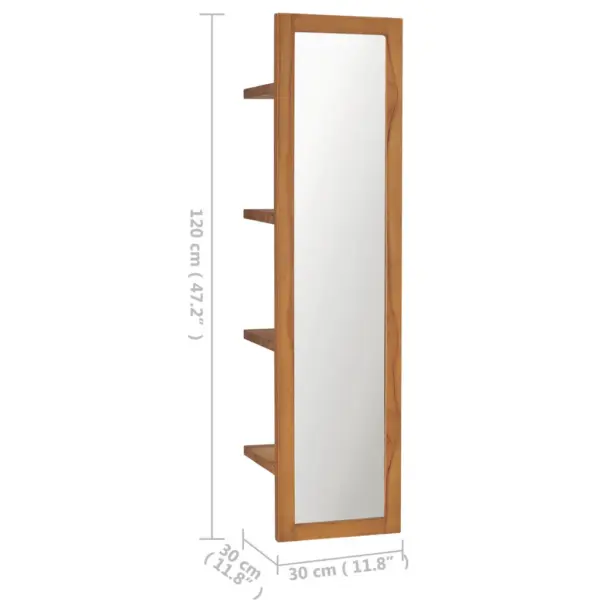 Tiigipuust seinapeegel riiulitega, 30 x 30 x 120 cm – 6