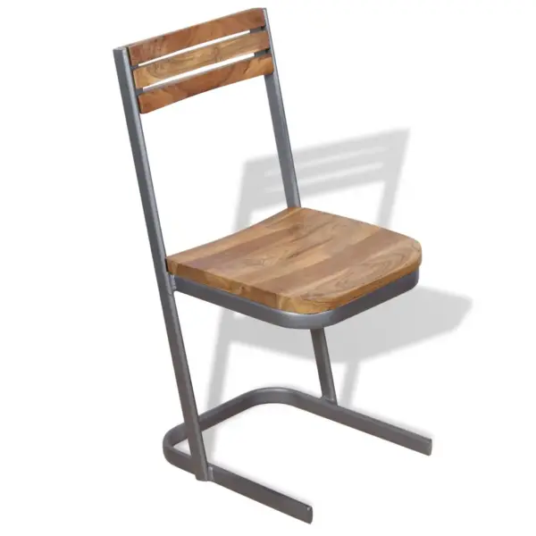 Tiigipuust söögitoolid metallraamiga, pruun, 2 tk, 33 x 39 x 75 cm – 5