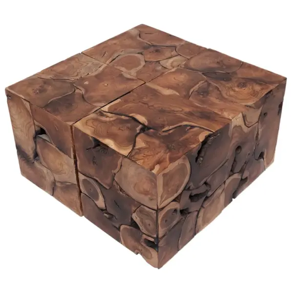 Tiigipuust taburetid ja moodultumbad, 4 tk, pruun, 40 x 40 x 45 cm – 3