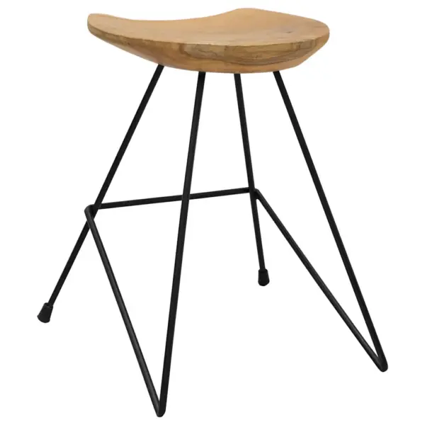 Tiigipuust taburetid musta metallraamiga, 2 tk, 40 x 40 x 46 cm – 4