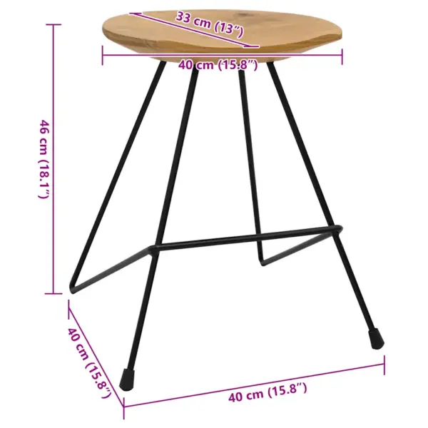 Tiigipuust taburetid musta metallraamiga, 2 tk, 40 x 40 x 46 cm – 8
