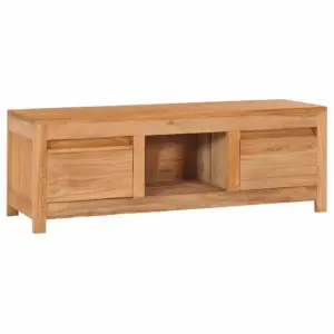 Koloniaalstiilis tiigipuust telerikapp 2 sahtli ja avatud riiuliga, 100 x 30 x 35 cm