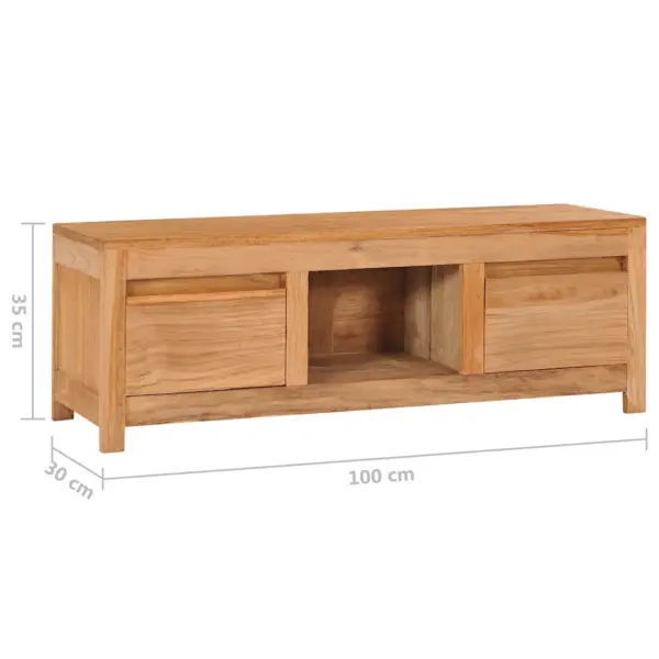 Koloniaalstiilis tiigipuust telerikapp 2 sahtli ja avatud riiuliga, 100 x 30 x 35 cm – 8