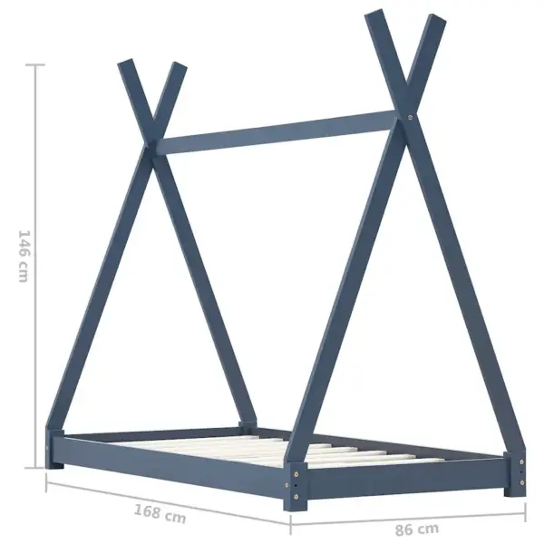 Tipi-stiilis lastevoodiraam, hall männipuit, 80 x 160 cm – 7