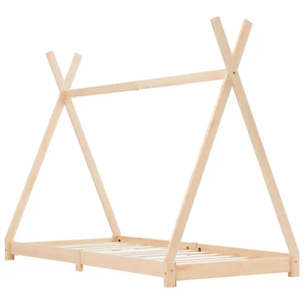Tipi-stiilis lastevoodiraam liistpõhjaga, männipuit, pruun, 80 x 160 cm – 2