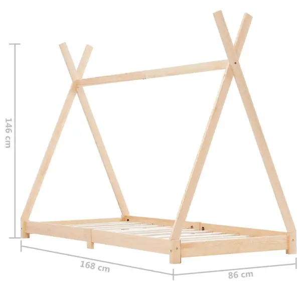 Tipi-stiilis lastevoodiraam liistpõhjaga, männipuit, pruun, 80 x 160 cm – 7