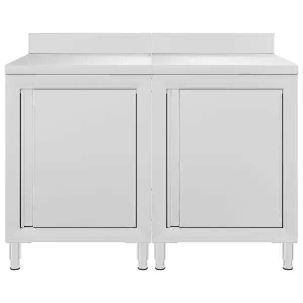 Roostevabast terasest töölaud hoiukappidega, hõbedane, 120 x 60 x 96 cm – 3