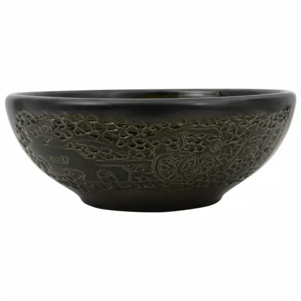 Ümar must keraamiline tööpinnale paigaldatav valamu 41 x 14 cm – 2