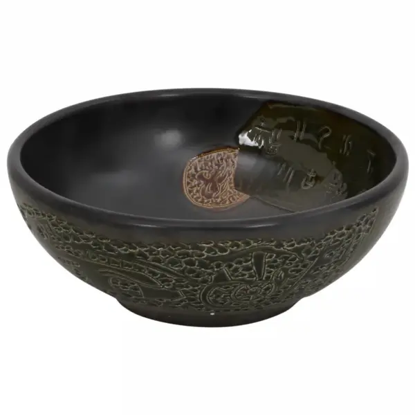 Ümar must keraamiline tööpinnale paigaldatav valamu 41 x 14 cm – 3
