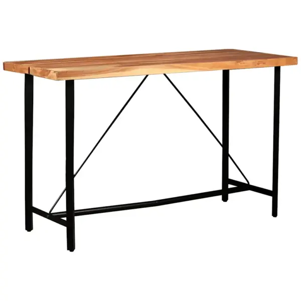 Tööstusliku stiiliga 7-osaline baarikomplekt, täispuidust laud ja ehtsast nahast baaritoolid, laud 150 x 70 x 107 cm – 13