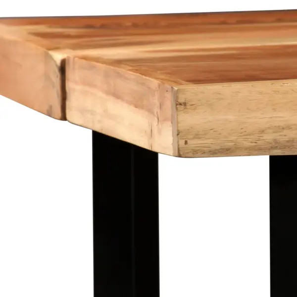 Tööstusliku stiiliga 7-osaline baarikomplekt, täispuidust laud ja ehtsast nahast baaritoolid, laud 150 x 70 x 107 cm – 6