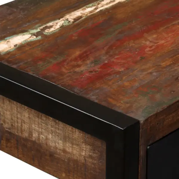 Tööstusliku stiiliga kirjutuslaud 2 sahtliga, taastatud puit ja teras, 120 x 50 x 76 cm - 5