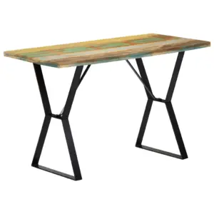 Tööstuslik söögilaud taaskasutatud puidust ja metallist, 120 x 60 x 76 cm