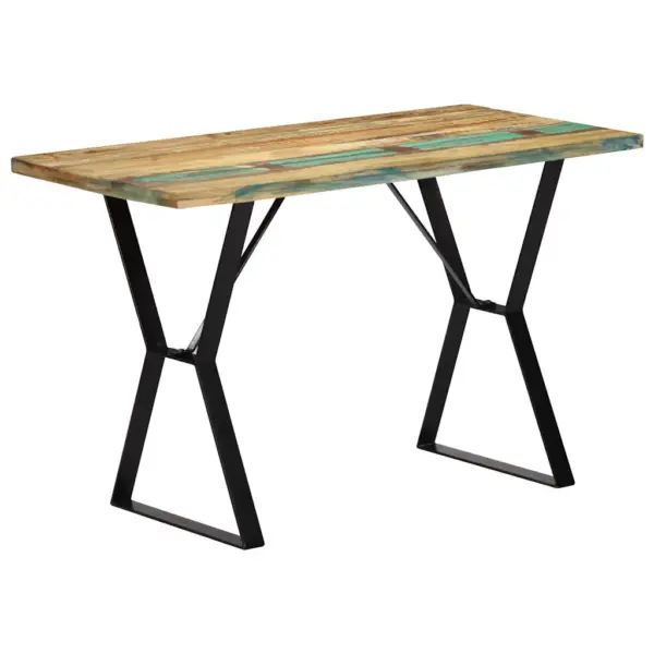 Tööstuslik söögilaud taaskasutatud puidust ja metallist, 120 x 60 x 76 cm – 11