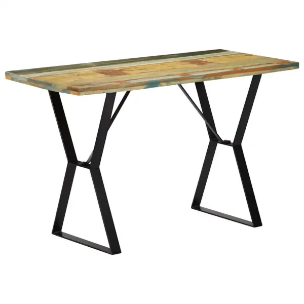 Tööstuslik söögilaud taaskasutatud puidust ja metallist, 120 x 60 x 76 cm – 13