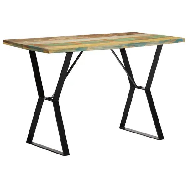 Tööstuslik söögilaud taaskasutatud puidust ja metallist, 120 x 60 x 76 cm – 3