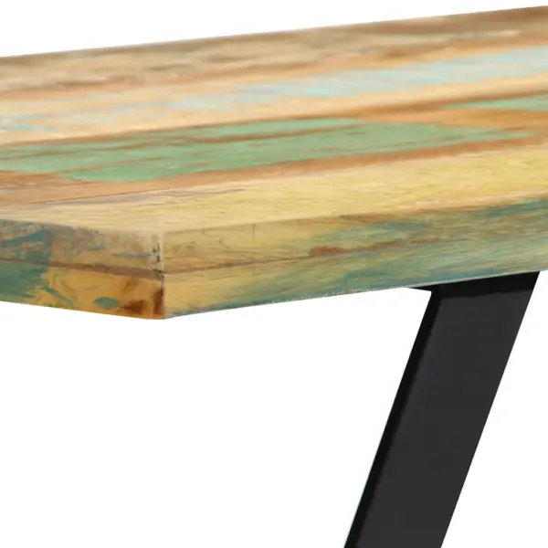 Tööstuslik söögilaud taaskasutatud puidust ja metallist, 120 x 60 x 76 cm – 6