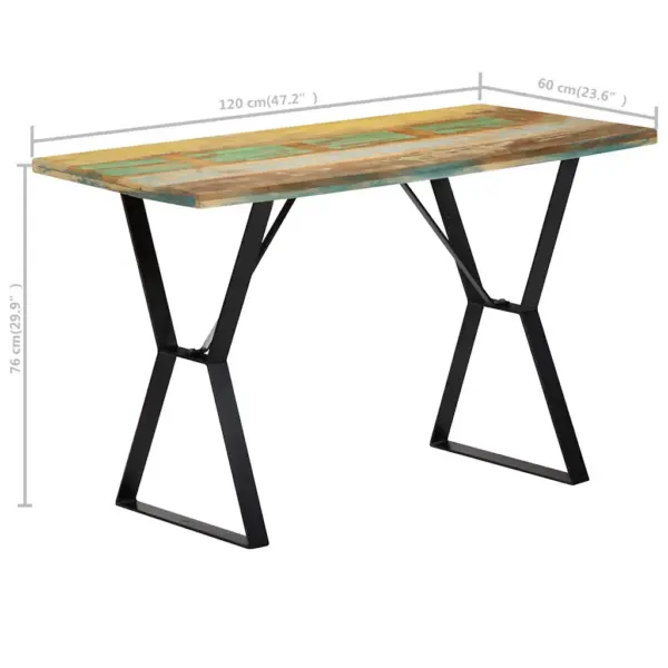 Tööstuslik söögilaud taaskasutatud puidust ja metallist, 120 x 60 x 76 cm – 8