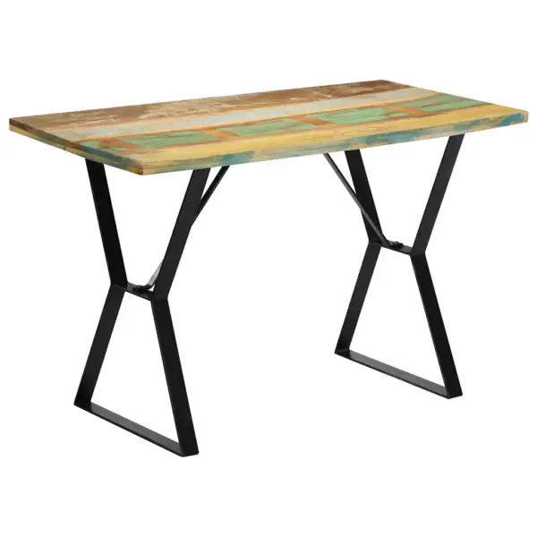 Tööstuslik söögilaud taaskasutatud puidust ja metallist, 120 x 60 x 76 cm – 10
