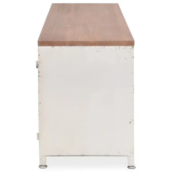 Tööstuslik telerikapp 2 kapi ja 2 riiuliga, valge/pruun, 120 x 30 x 40 cm – 5