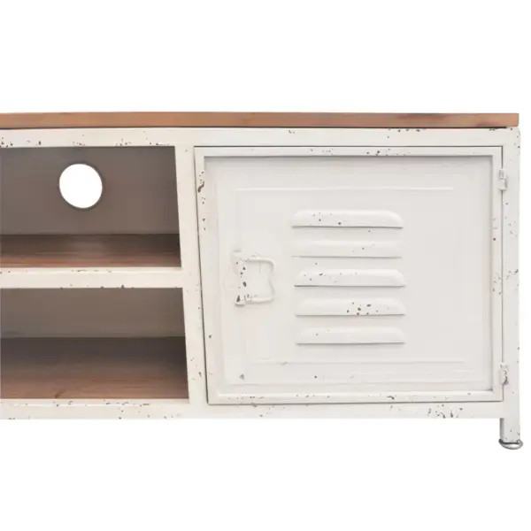 Tööstuslik telerikapp 2 kapi ja 2 riiuliga, valge/pruun, 120 x 30 x 40 cm – 6