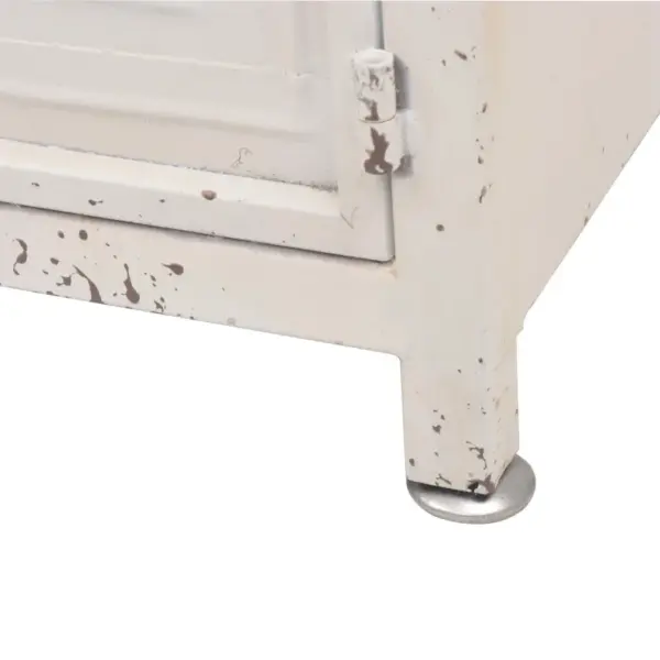Tööstuslik telerikapp 2 kapi ja 2 riiuliga, valge/pruun, 120 x 30 x 40 cm – 8