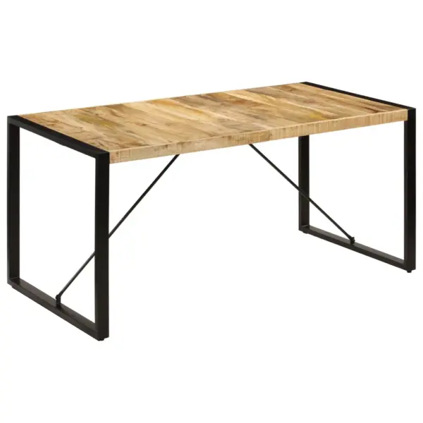 Tööstusstiilis söögilaud mangopuidust lauaplaadiga, mustad terasjalad, 160 x 80 x 75 cm – 12