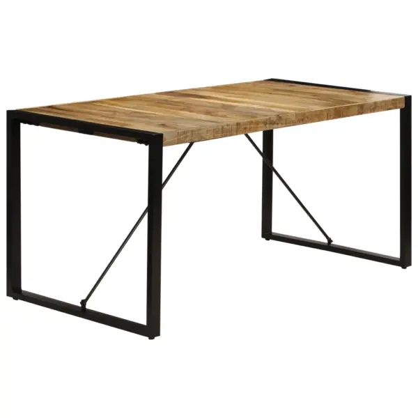 Tööstusstiilis söögilaud mangopuidust lauaplaadiga, mustad terasjalad, 160 x 80 x 75 cm – 13