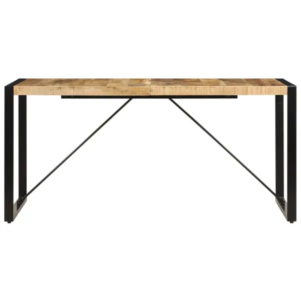 Tööstusstiilis söögilaud mangopuidust lauaplaadiga, mustad terasjalad, 160 x 80 x 75 cm – 3