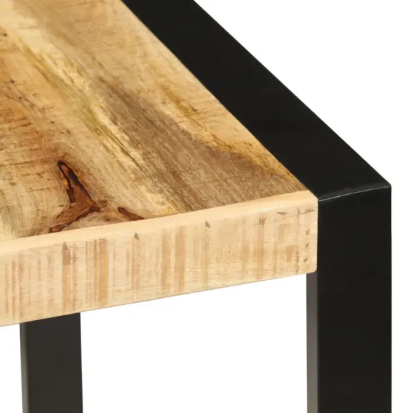 Tööstusstiilis söögilaud mangopuidust lauaplaadiga, mustad terasjalad, 160 x 80 x 75 cm – 4