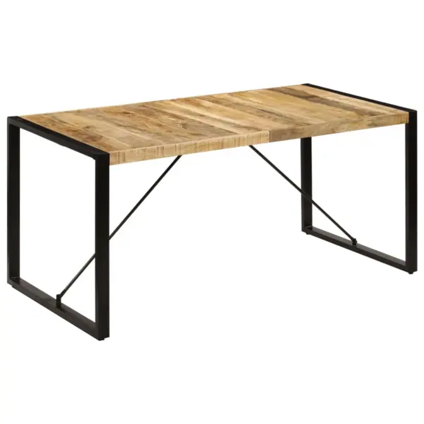 Tööstusstiilis söögilaud mangopuidust lauaplaadiga, mustad terasjalad, 160 x 80 x 75 cm – 9