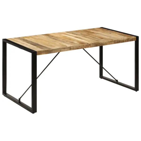 Tööstusstiilis söögilaud mangopuidust lauaplaadiga, mustad terasjalad, 160 x 80 x 75 cm – 10