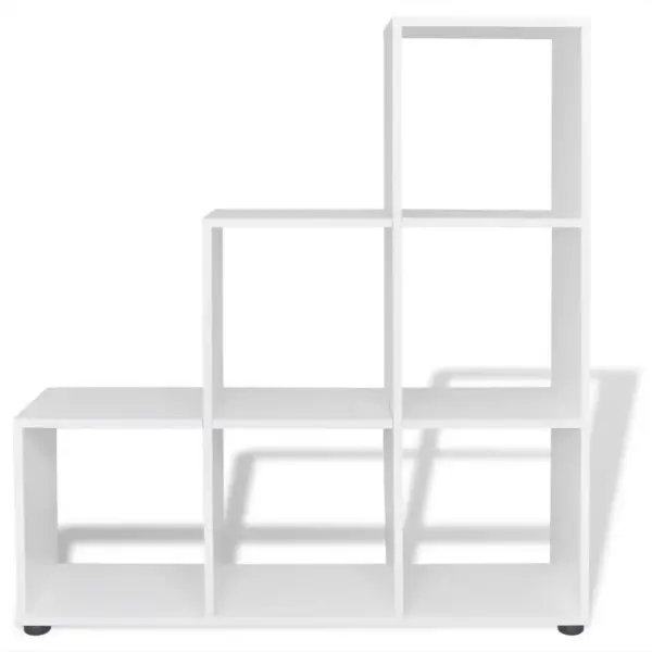 Trepikujuline raamaturiiul 6 avatud riiuliga, valge, 104 x 29 x 107 cm – 3