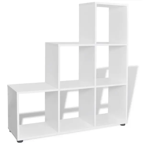 Trepikujuline raamaturiiul 6 avatud riiuliga, valge, 104 x 29 x 107 cm – 4