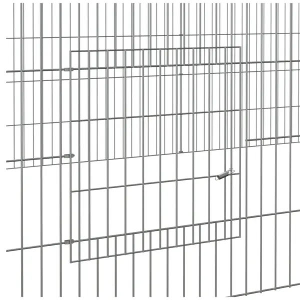 Tsingitud rauast jäneseaedik 3 paneeliga, hõbedane, 325 x 109 x 54 cm – 6
