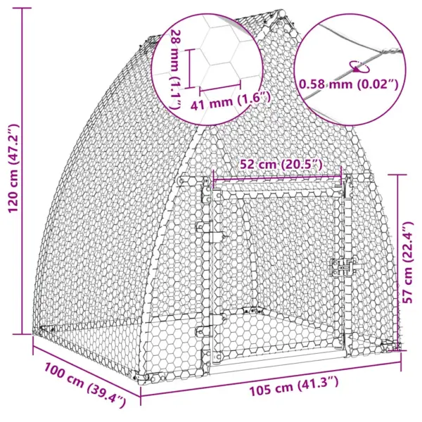 Tsingitud terasest kanapuur õueaeda lukustatava uksega, hõbedane, 100 x 105 x 120 cm – 11