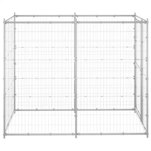 Tsingitud terasest koeraaed uksega, hõbedane, 110 x 220 x 180 cm – 3