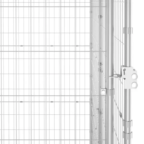 Tsingitud terasest koeraaed uksega, hõbedane, 110 x 220 x 180 cm – 5