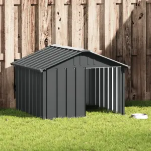 Tsingitud terasest koerakuut katusega, antratsiithall, 116,5 x 103 x 81,5 cm