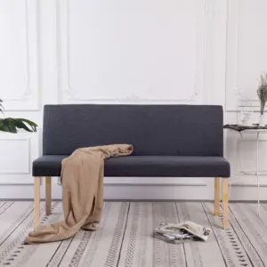 Tumehall polsterdatud esikupink seljatoega, 139,5 cm, männipuidust raam