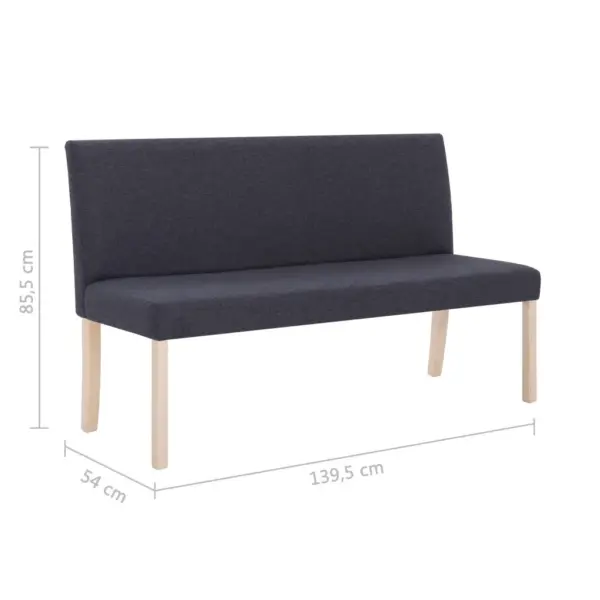 Tumehall polsterdatud esikupink seljatoega, 139,5 cm, männipuidust raam – 8