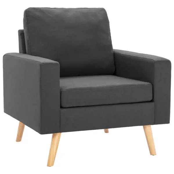 Tumehall kangast tugitool puitjalgadega, 77 x 71 x 80 cm – 2