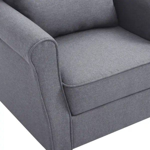 Tumehall kangast tugitool tammepuidust jalgade ja padjaga, 68 x 73 x 101 cm – 6